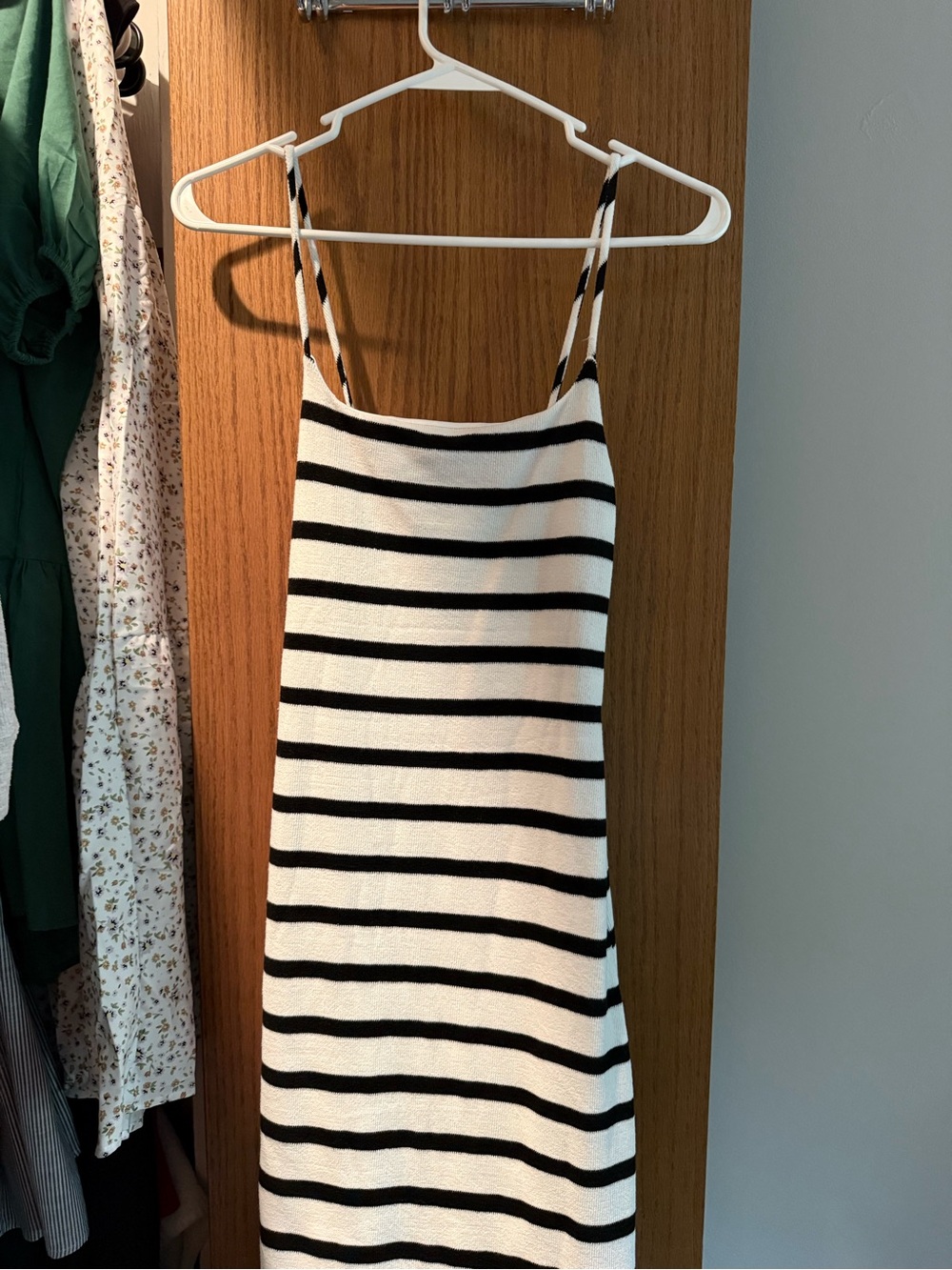 Striped Knit Cami Dress - Black & White